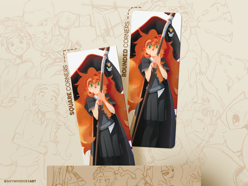 Red-Haired Wizard Bookmark – Whimsical Fantasy Art (52 x 148mm)