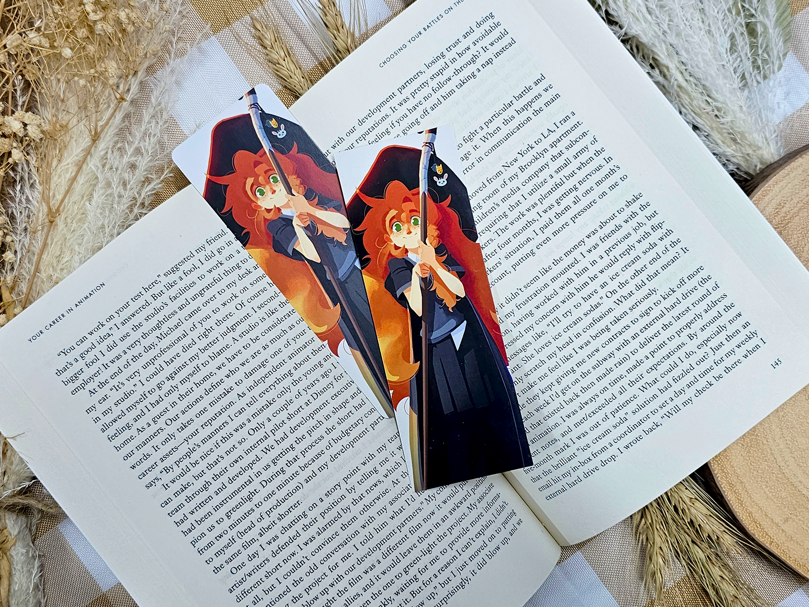 Red-Haired Wizard Bookmark – Whimsical Fantasy Art (52 x 148mm)