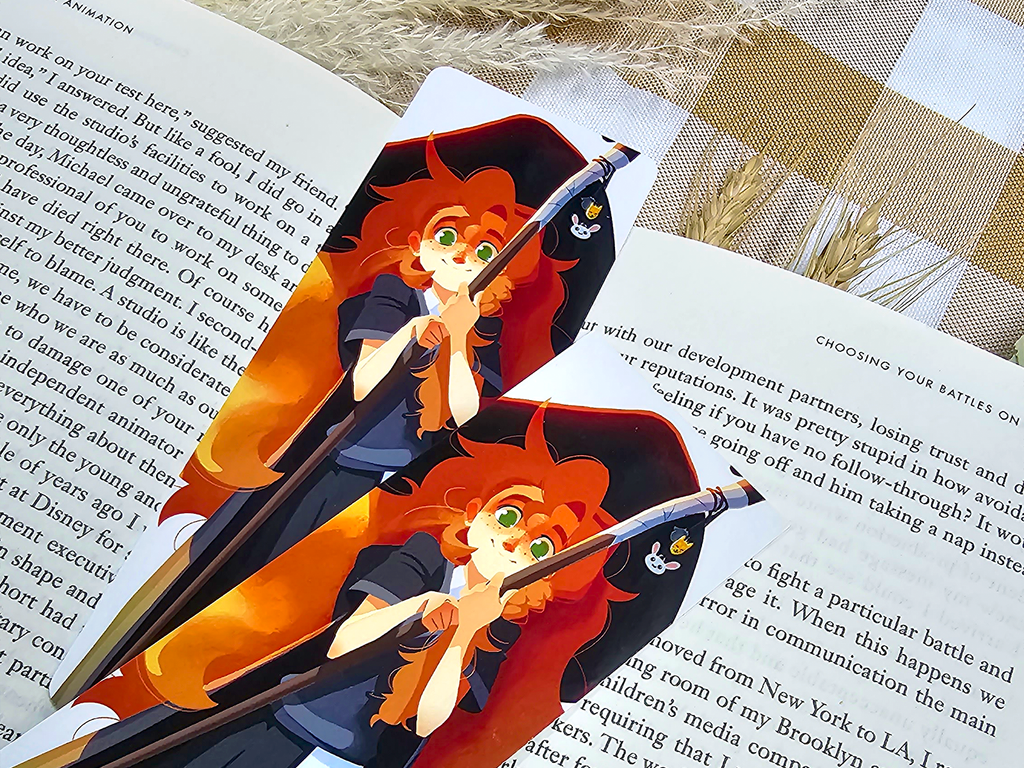 Red-Haired Wizard Bookmark – Whimsical Fantasy Art (52 x 148mm)