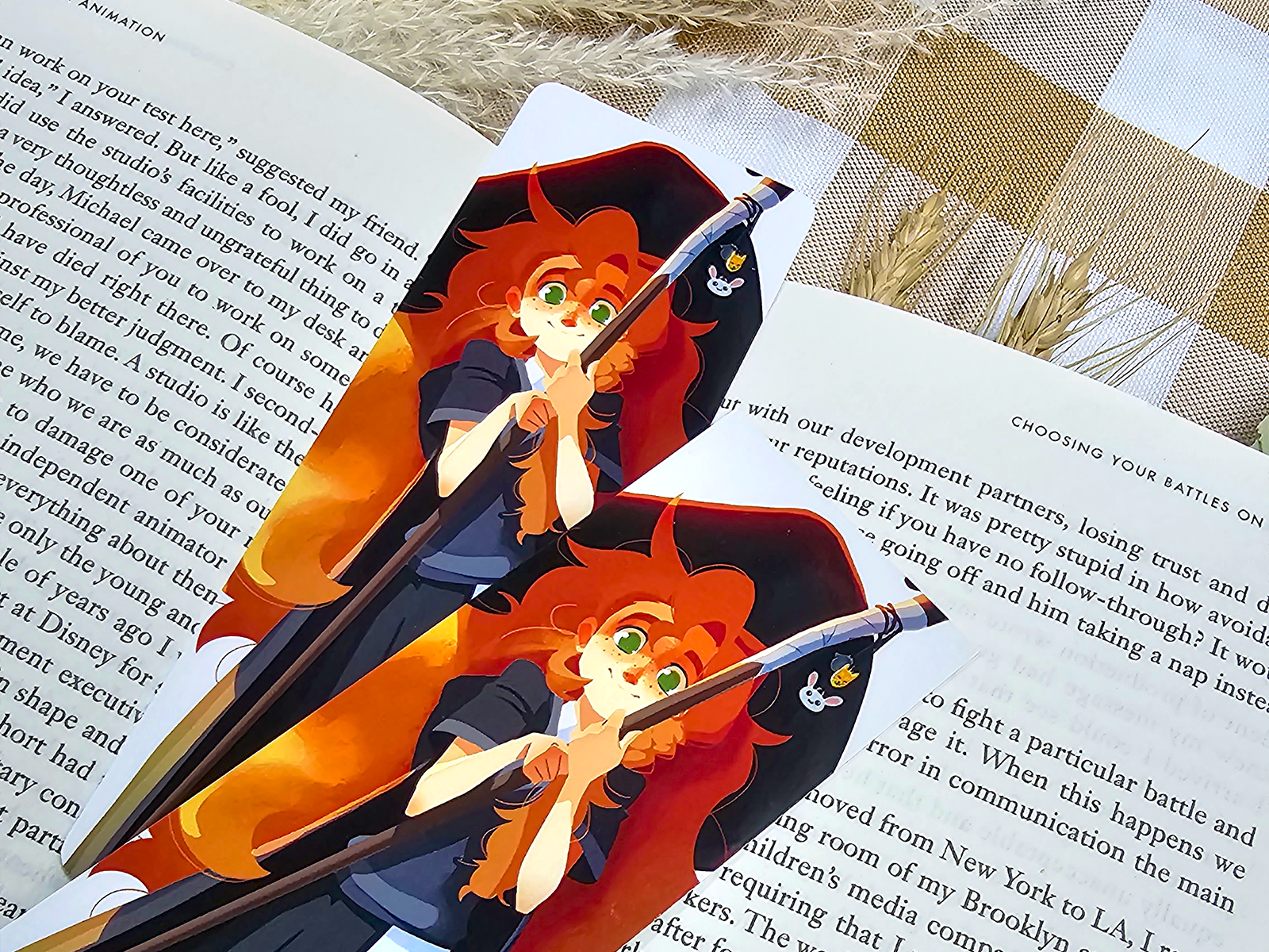 Red-Haired Wizard Bookmark – Whimsical Fantasy Art (52 x 148mm)