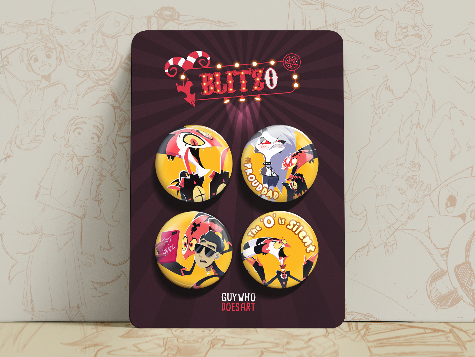 Blitzo Badge Set | Helluva Boss Badges