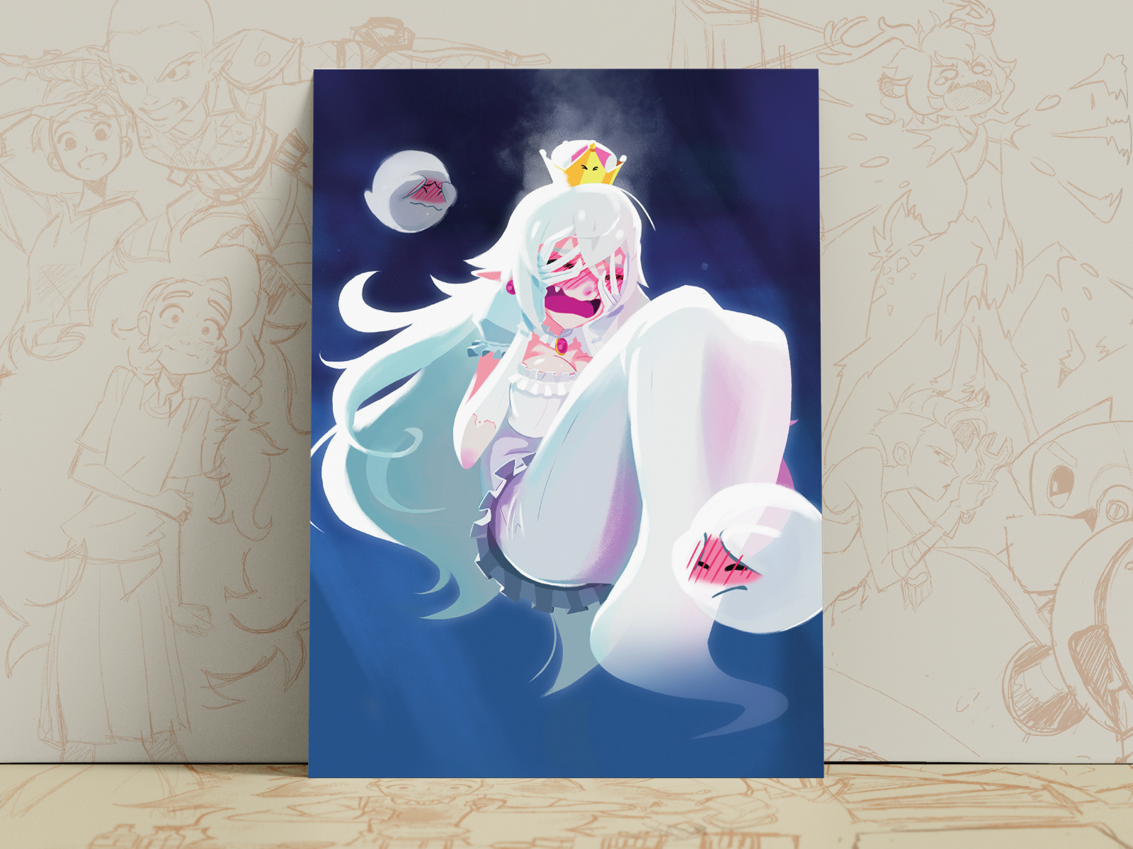 Boosette Art Print | Anime Inspired Ghost Character Fan Art