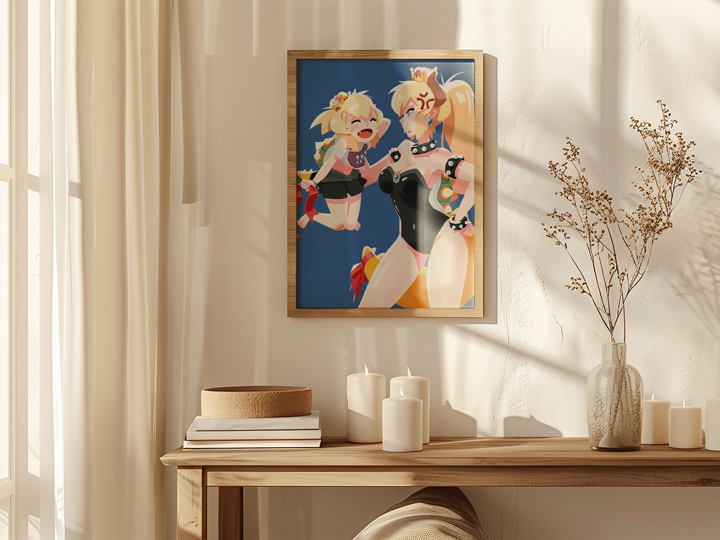 Bowsette Jr. Anime Art Print | Stylized Mario Fan Art