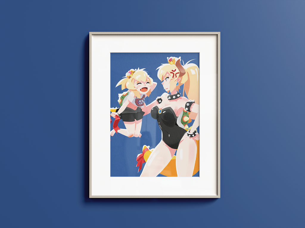 Bowsette Jr. Anime Art Print | Stylized Mario Fan Art