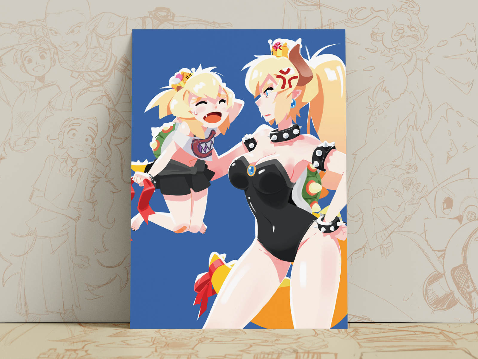 Bowsette Jr. Anime Art Print | Stylized Mario Fan Art