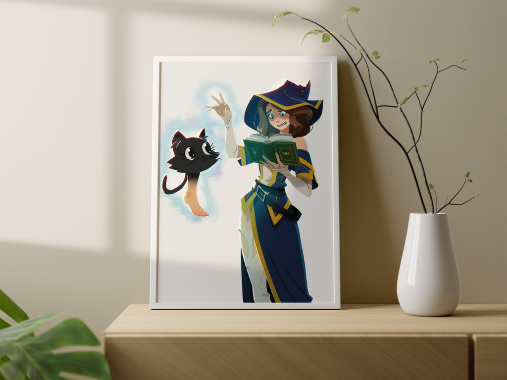 Wizard Familiar Mishap Art Print | DnD Magic Poster