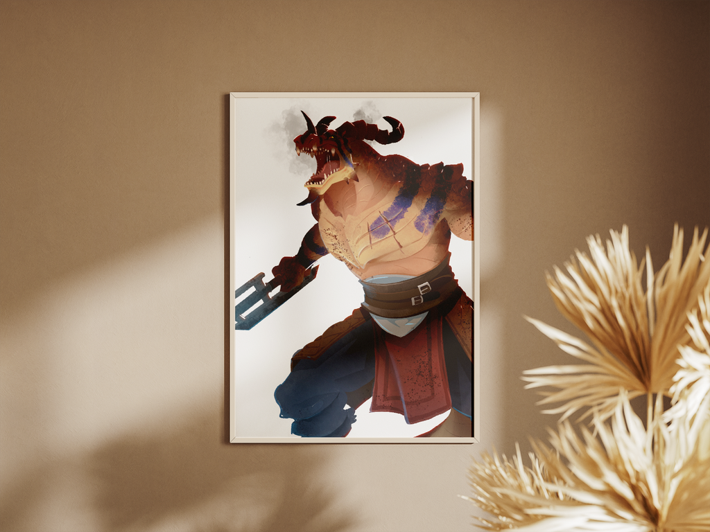 Dragonborn Barbarian Art Print | Rage Fantasy Poster