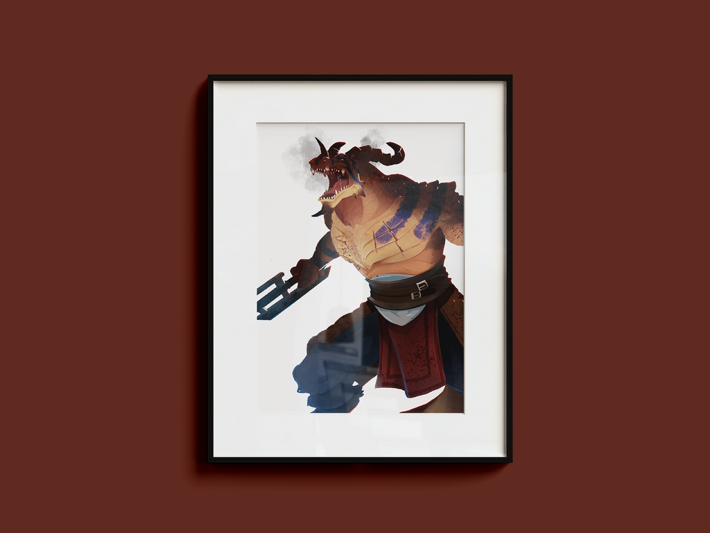 Dragonborn Barbarian Art Print | Rage Fantasy Poster