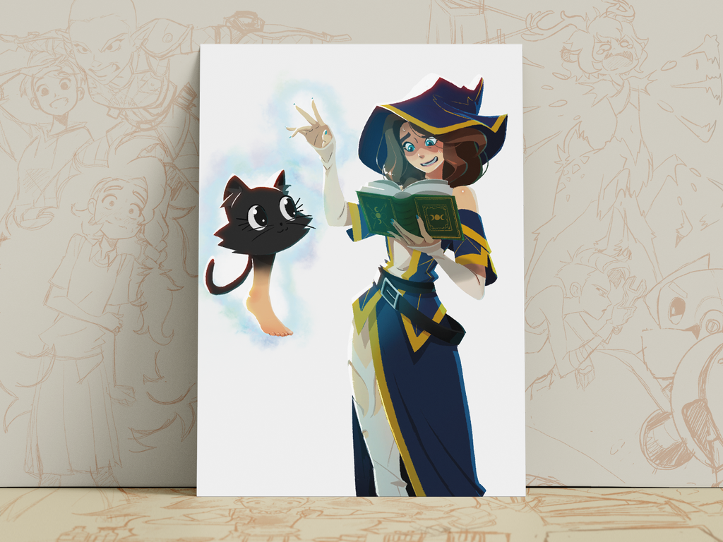 Wizard Familiar Mishap Art Print | DnD Magic Poster