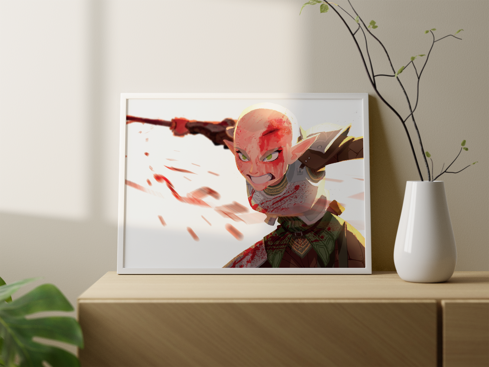 Elven Warrior Art Print | Fantasy Battle Poster