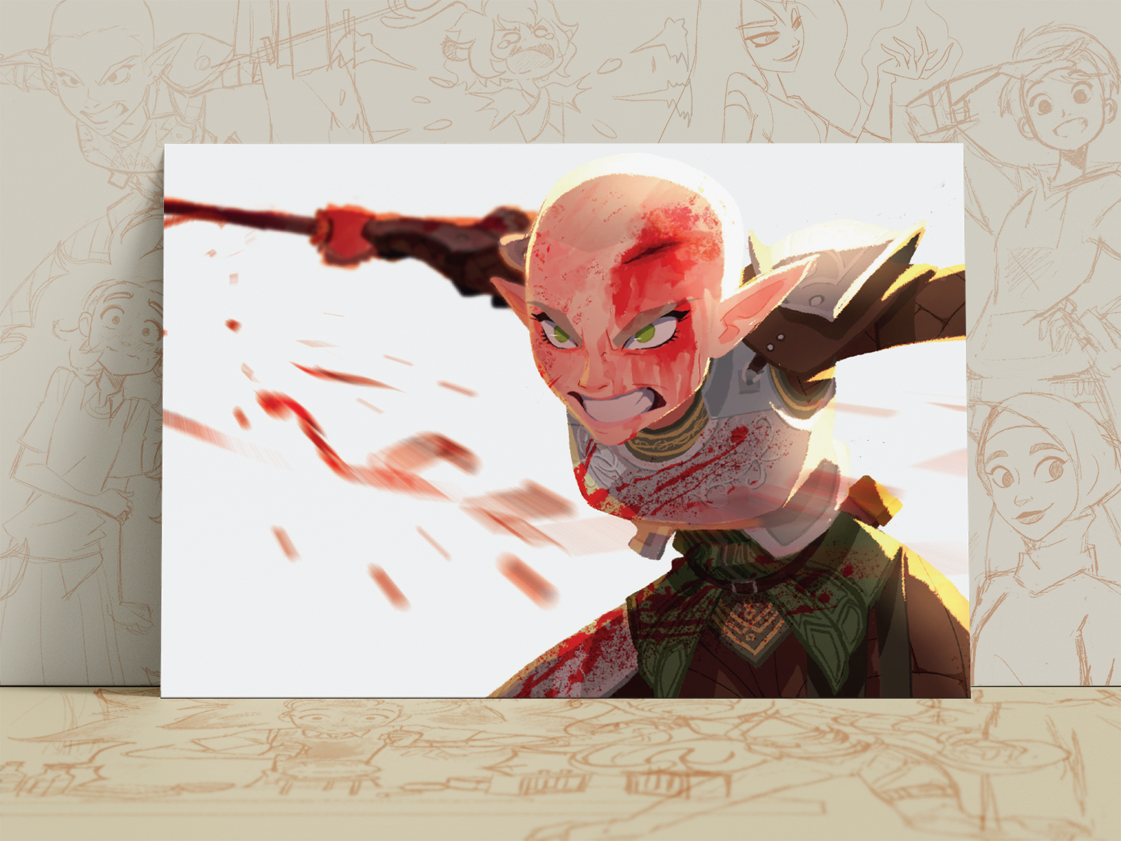 Elven Warrior Art Print | Fantasy Battle Poster