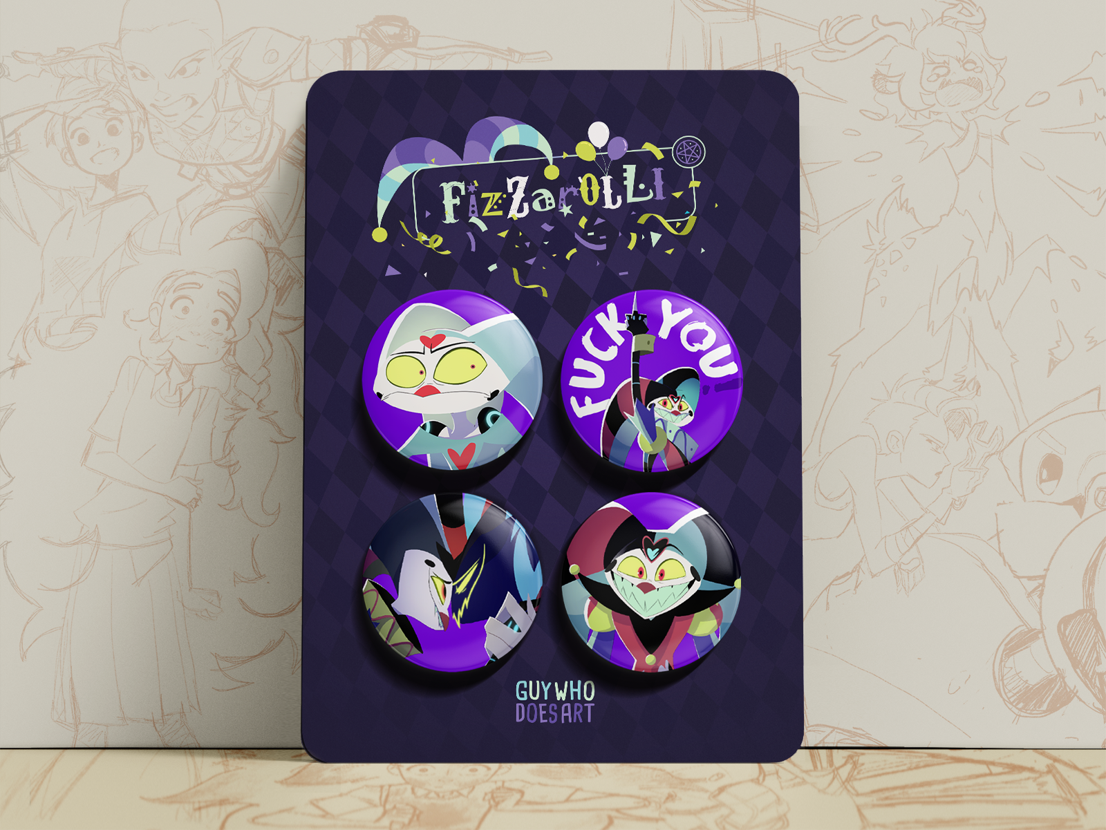 Fizzarolli Badge Set | Helluva Boss Badges