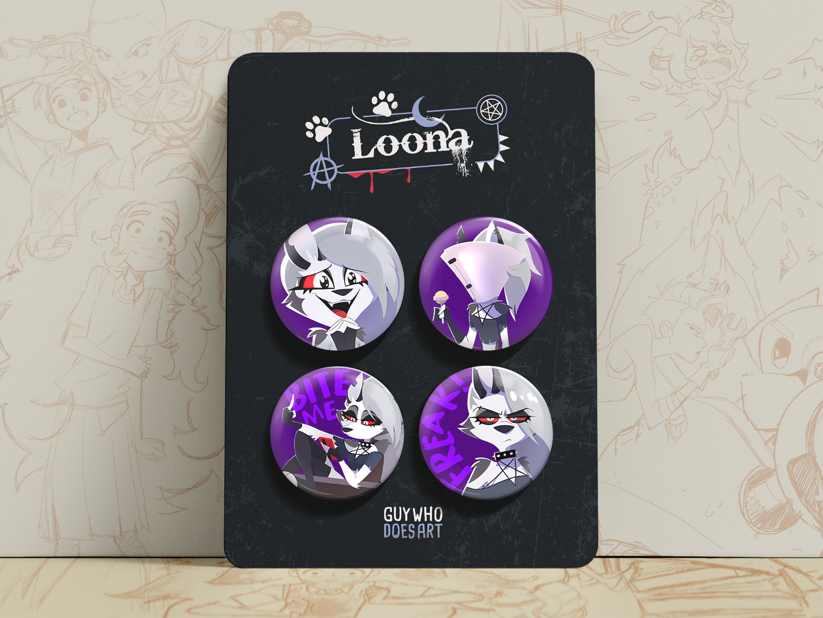 Loona Badge Set | Helluva Boss Badges