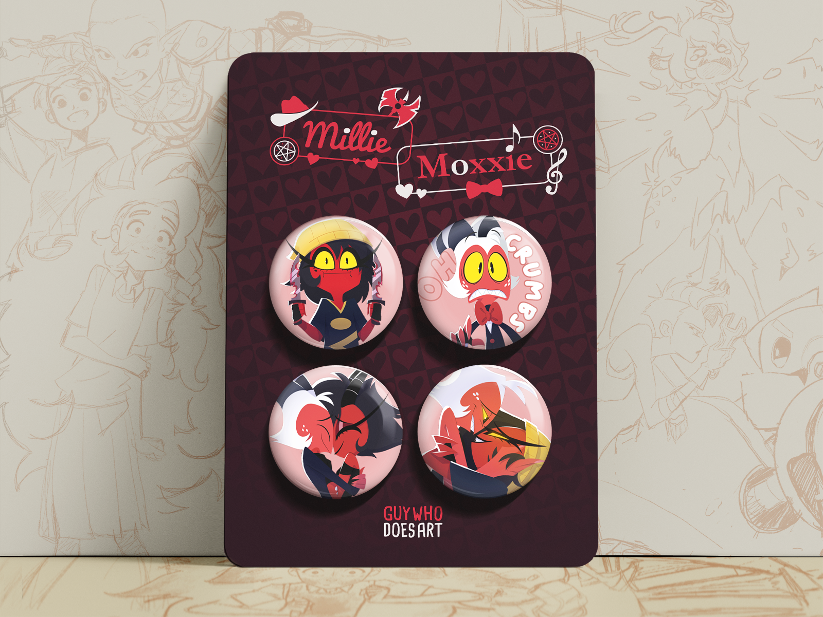 Millie & Moxxie Badge Set | Helluva Boss Badges