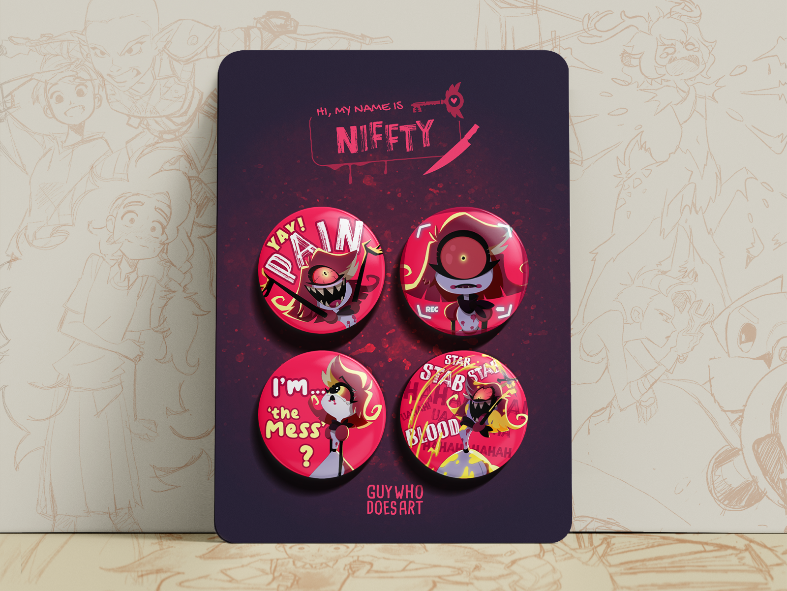 Niffty Badge Set | Hazbin Hotel Badges