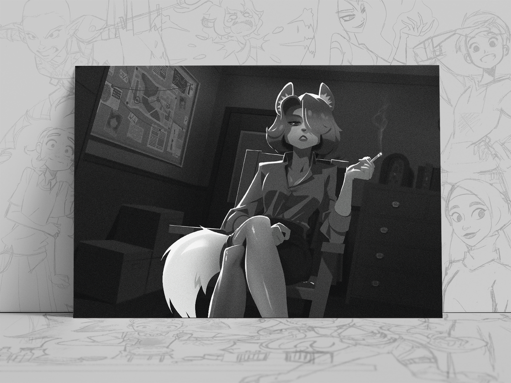 Roxanne “Roxy” Snow Art Print | Film Noir Femme Fatale Arctic Fox Wall Decor