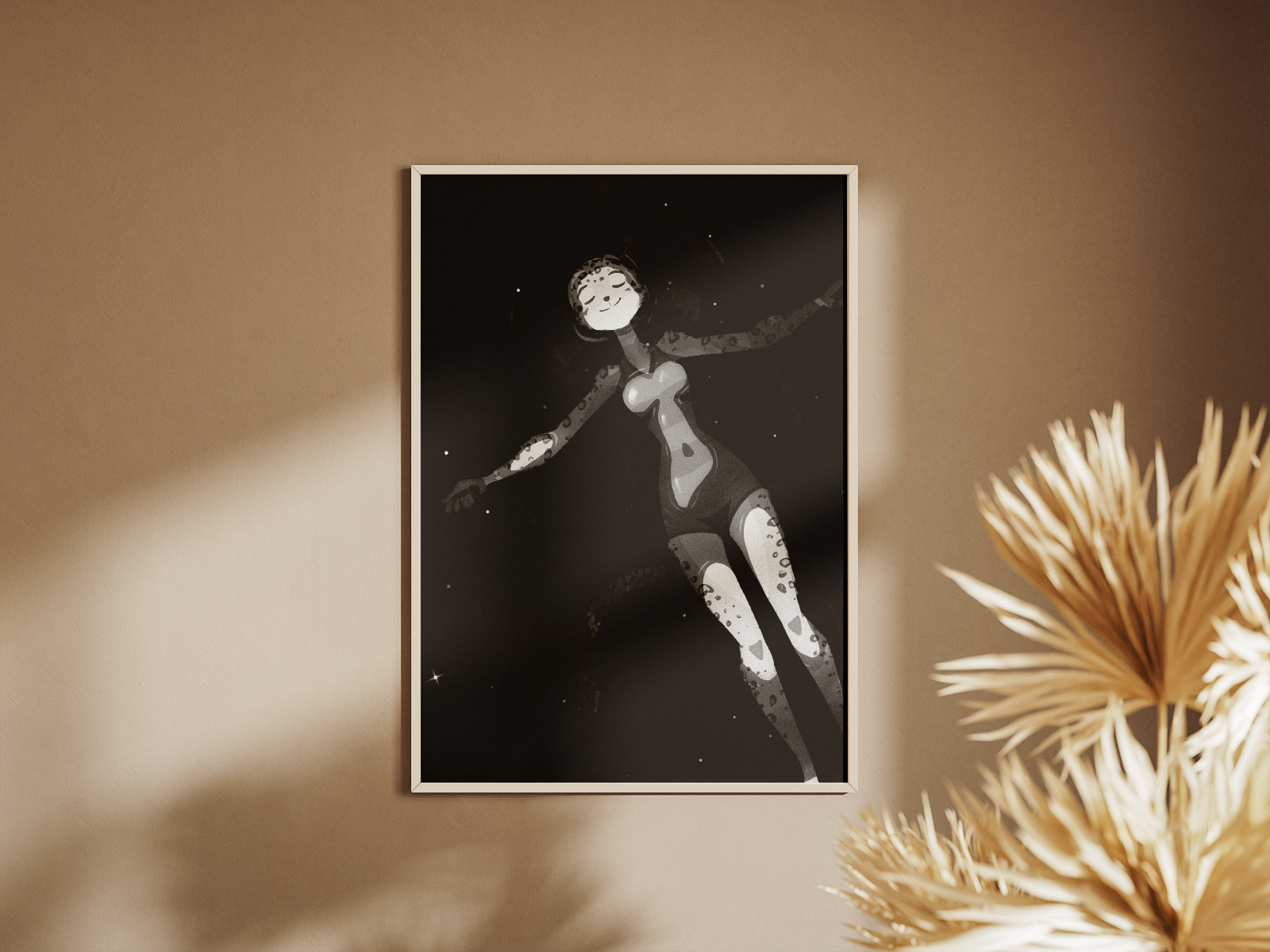 Starlit Film Noir Waters Art Print | Serene Furry Poster