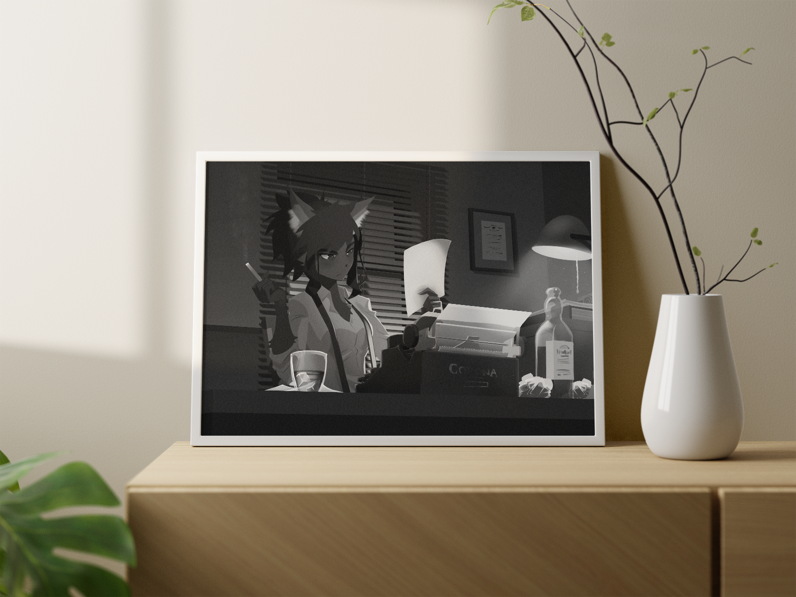 Vivian Grey Film Noir Art Print | 1940s Private Eye Wolf Detective Wall Decor
