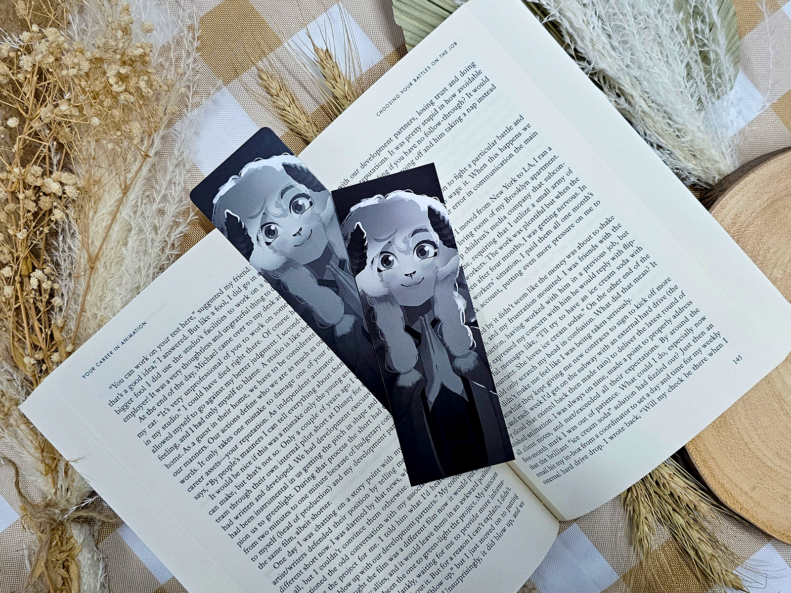 Noir Sheep Shaman Bookmark – Japanese Style Anthro Art