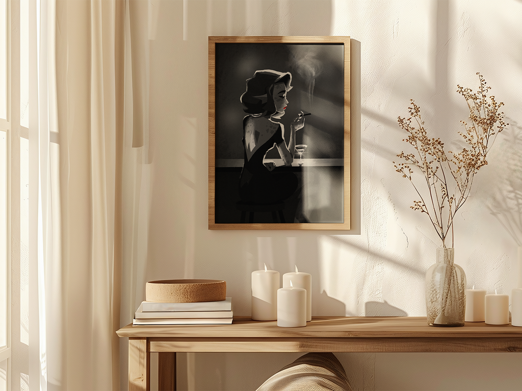 Film Noir Amphibian Art Print – 1940s Detective Bar Anthropomorphic Wall Decor