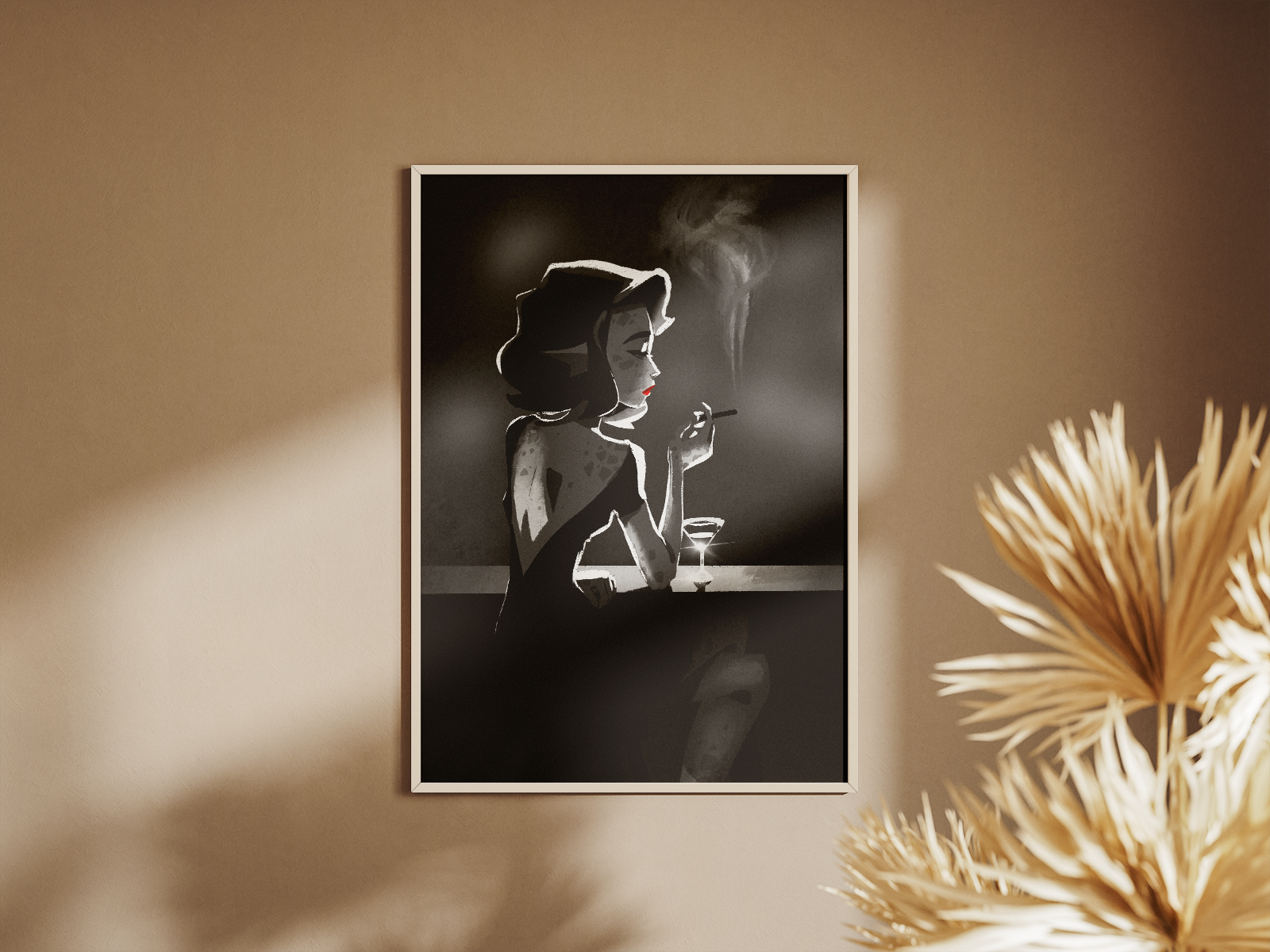 Film Noir Amphibian Art Print – 1940s Detective Bar Anthropomorphic Wall Decor