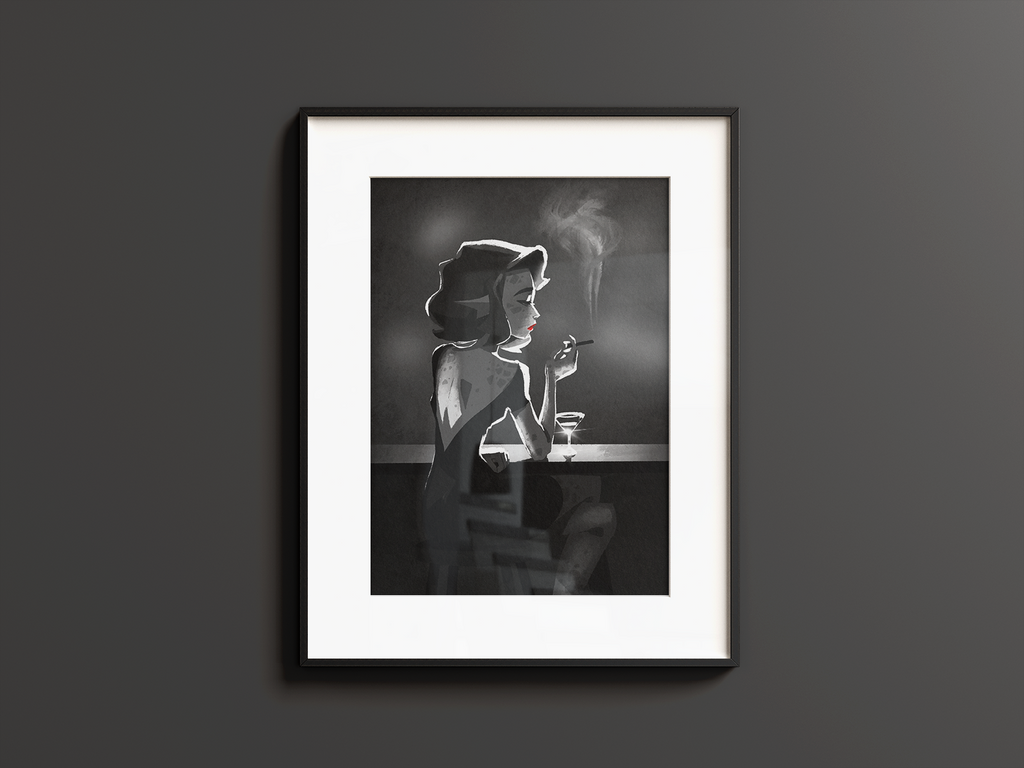 Film Noir Amphibian Art Print – 1940s Detective Bar Anthropomorphic Wall Decor