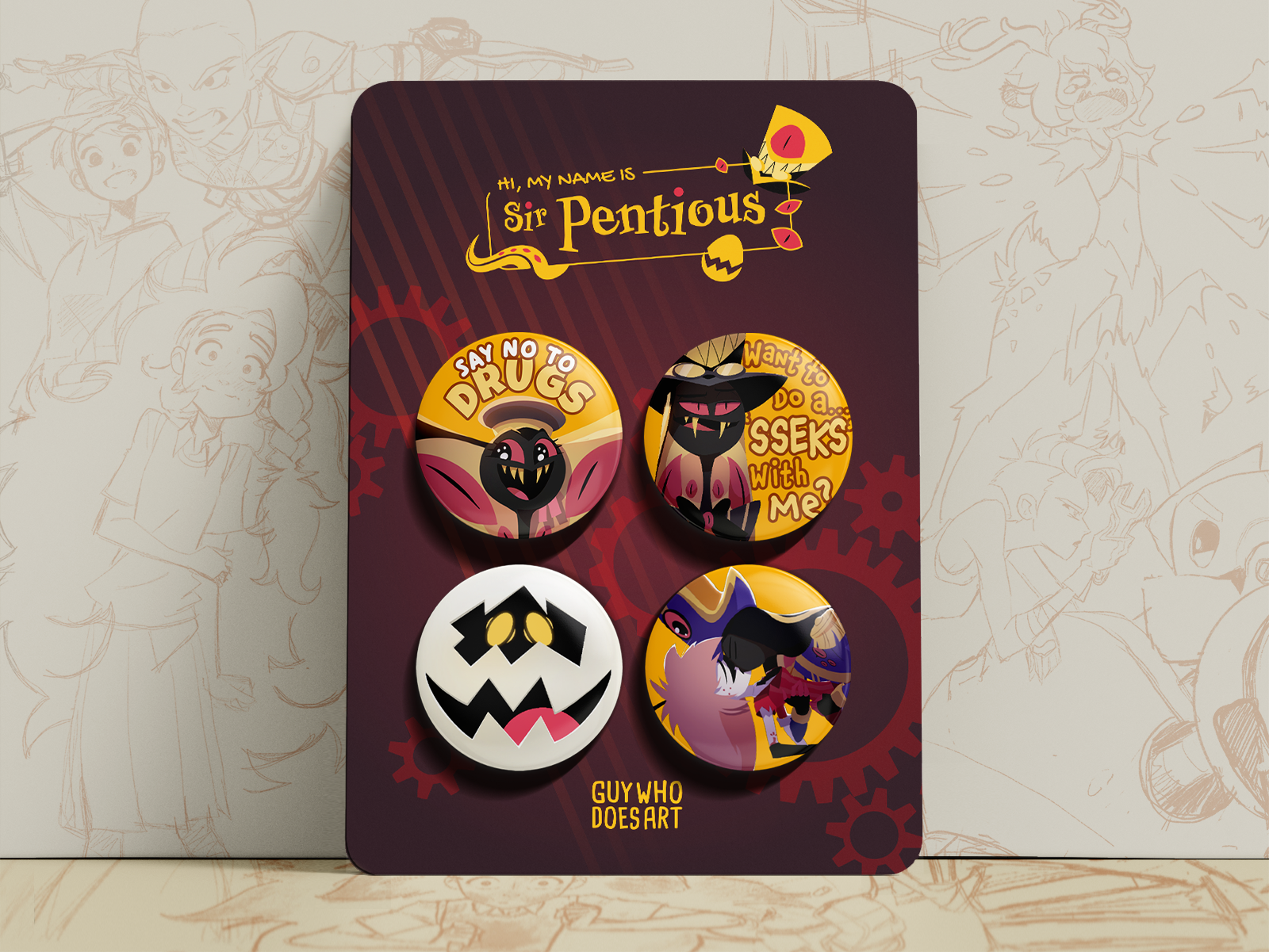 Sir Pentious Badge Set | Hazbin Hotel Badges
