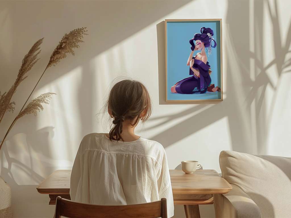 Rarity Geisha Art Print | My Little Pony Inspired Anime Decor