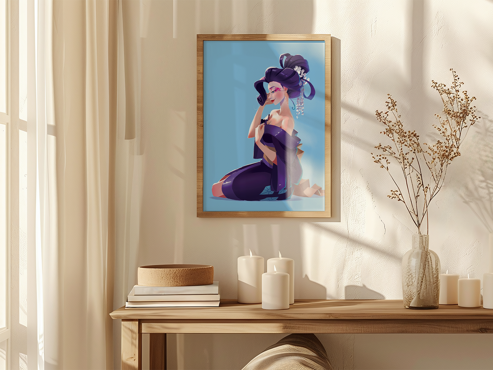 Rarity Geisha Art Print | My Little Pony Inspired Anime Decor