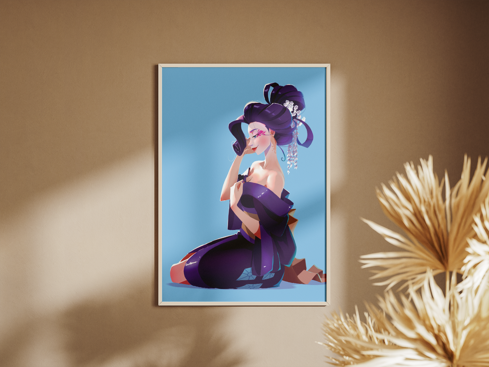 Rarity Geisha Art Print | My Little Pony Inspired Anime Decor