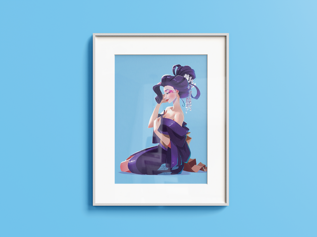 Rarity Geisha Art Print | My Little Pony Inspired Anime Decor