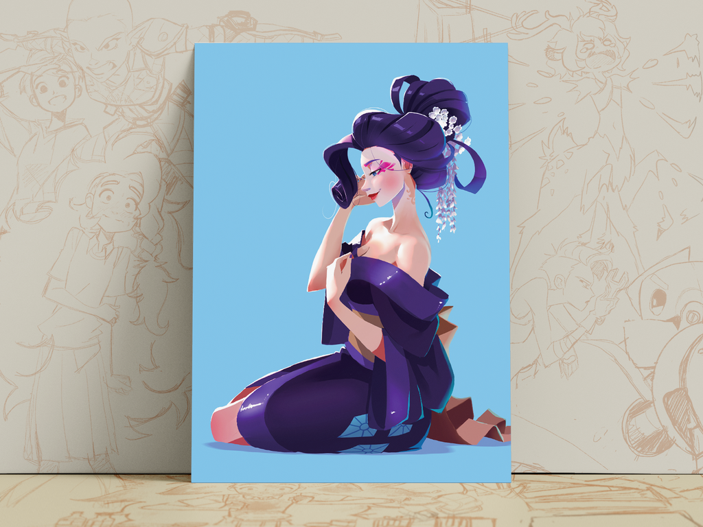 Rarity Geisha Art Print | My Little Pony Inspired Anime Decor