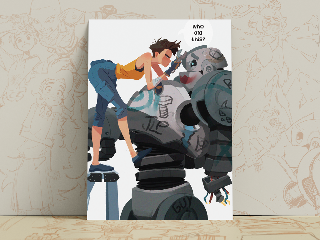 Robot Mechanic Art Print | Sci-Fi Poster | Anime Inspired