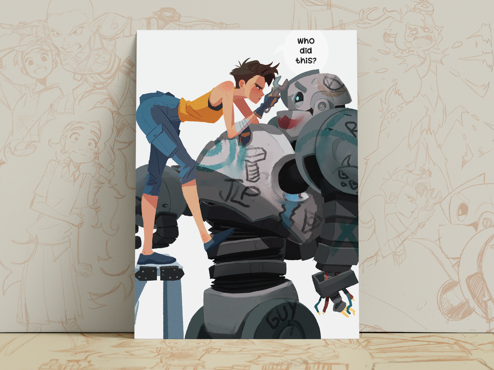 Robot Mechanic Art Print | Sci-Fi Poster | Anime Inspired