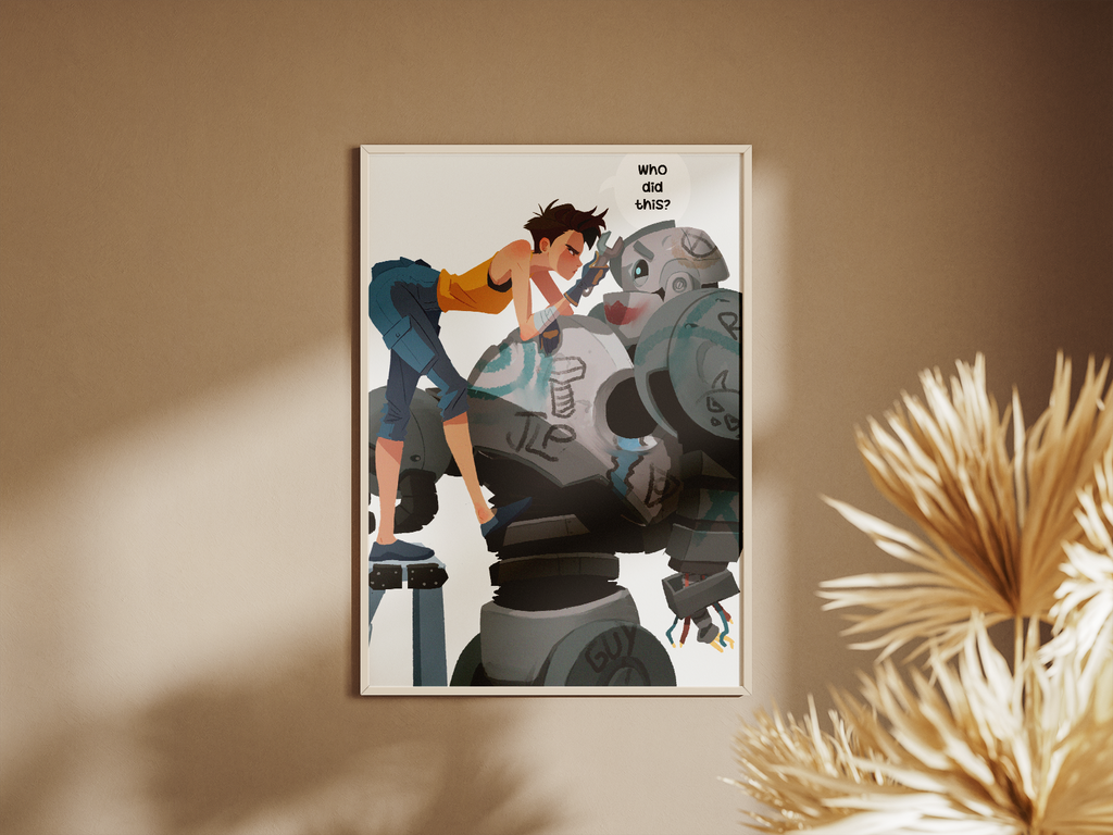 Robot Mechanic Art Print | Sci-Fi Poster | Anime Inspired