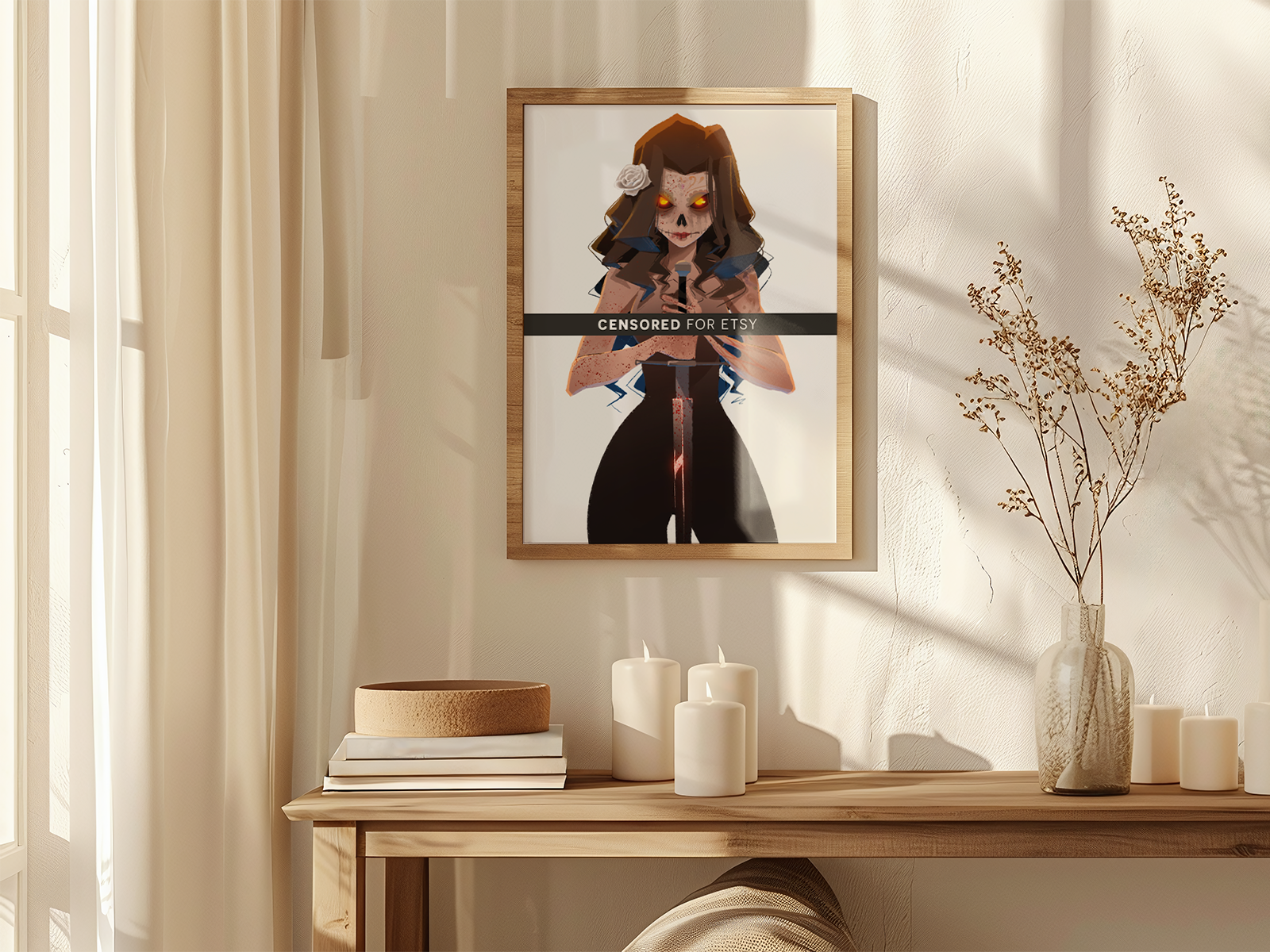 Santa Muerte Warrior Art Print | Gothic Mythology Poster