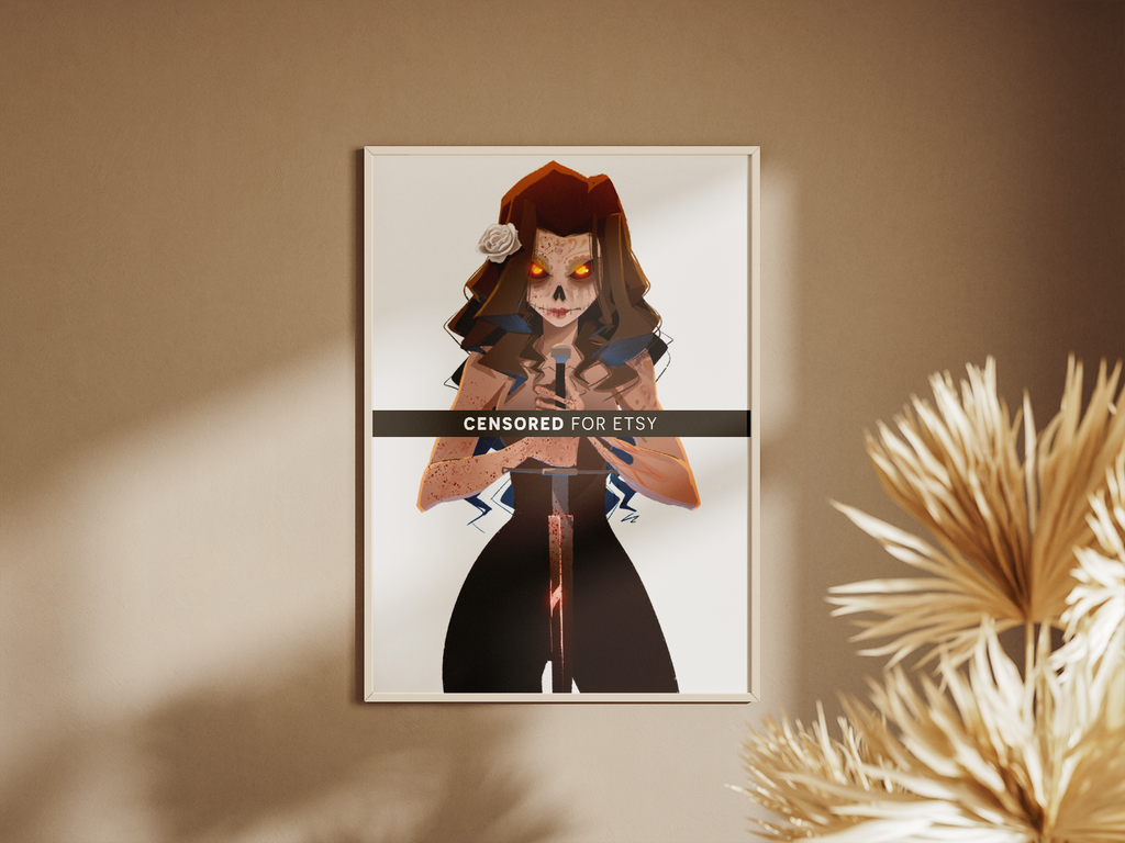 Santa Muerte Warrior Art Print | Gothic Mythology Poster