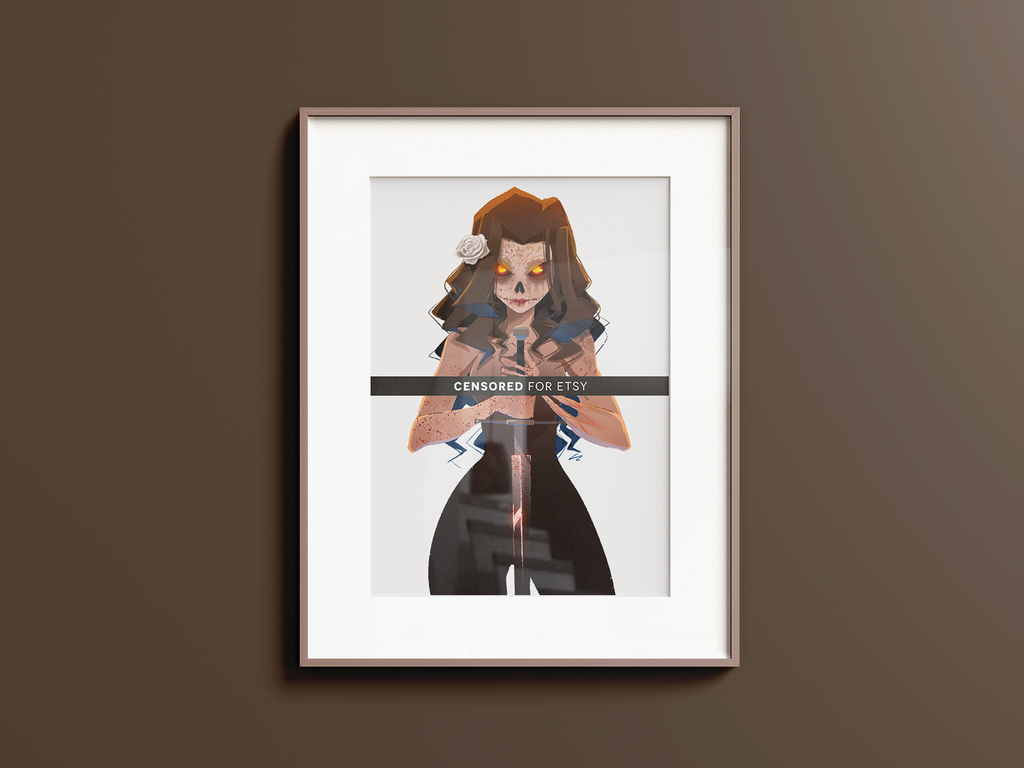 Santa Muerte Warrior Art Print | Gothic Mythology Poster