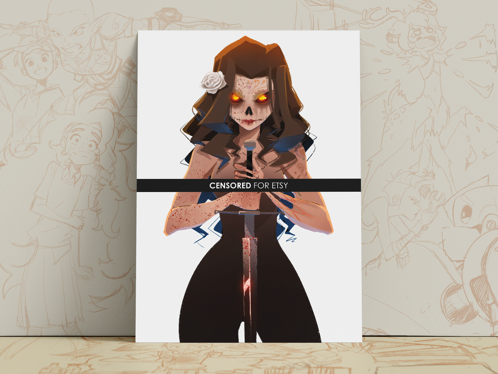 Santa Muerte Warrior Art Print | Gothic Mythology Poster