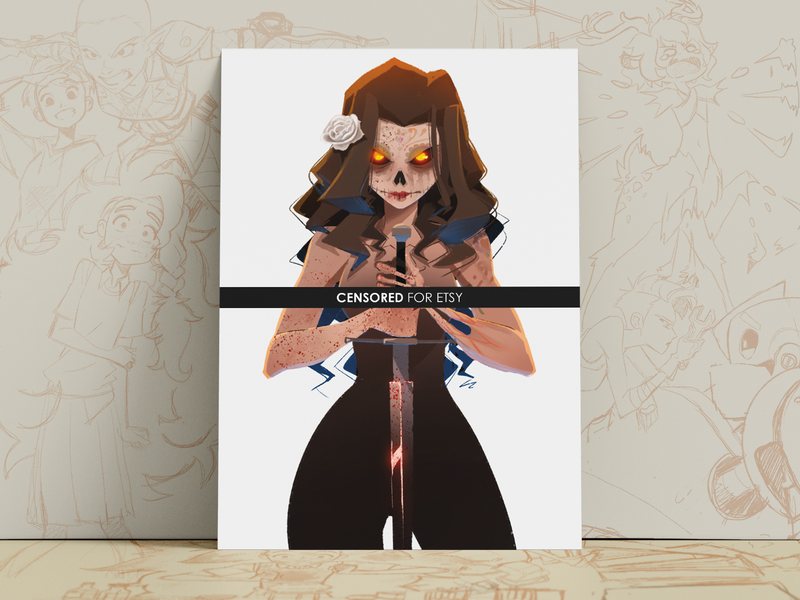 Santa Muerte Warrior Art Print | Gothic Mythology Poster