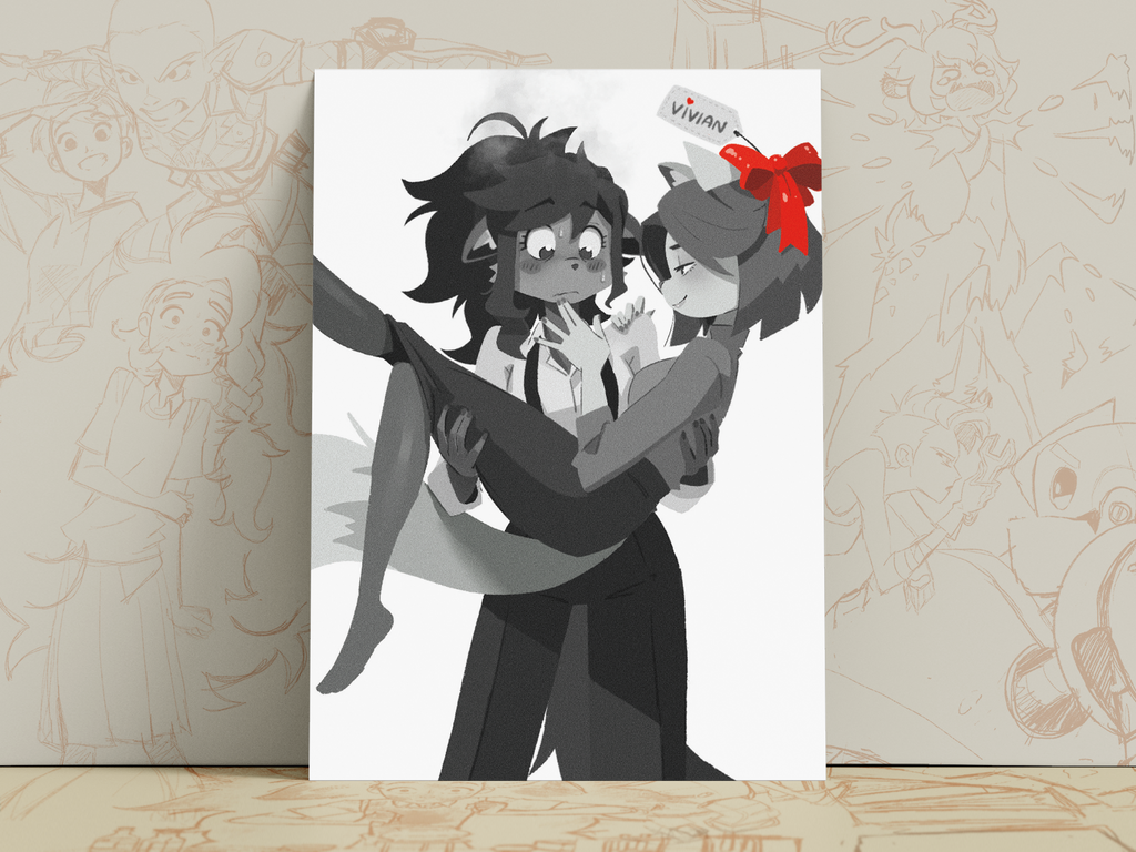 Vivian & Roxy Art Print | Film Noir Furry Poster