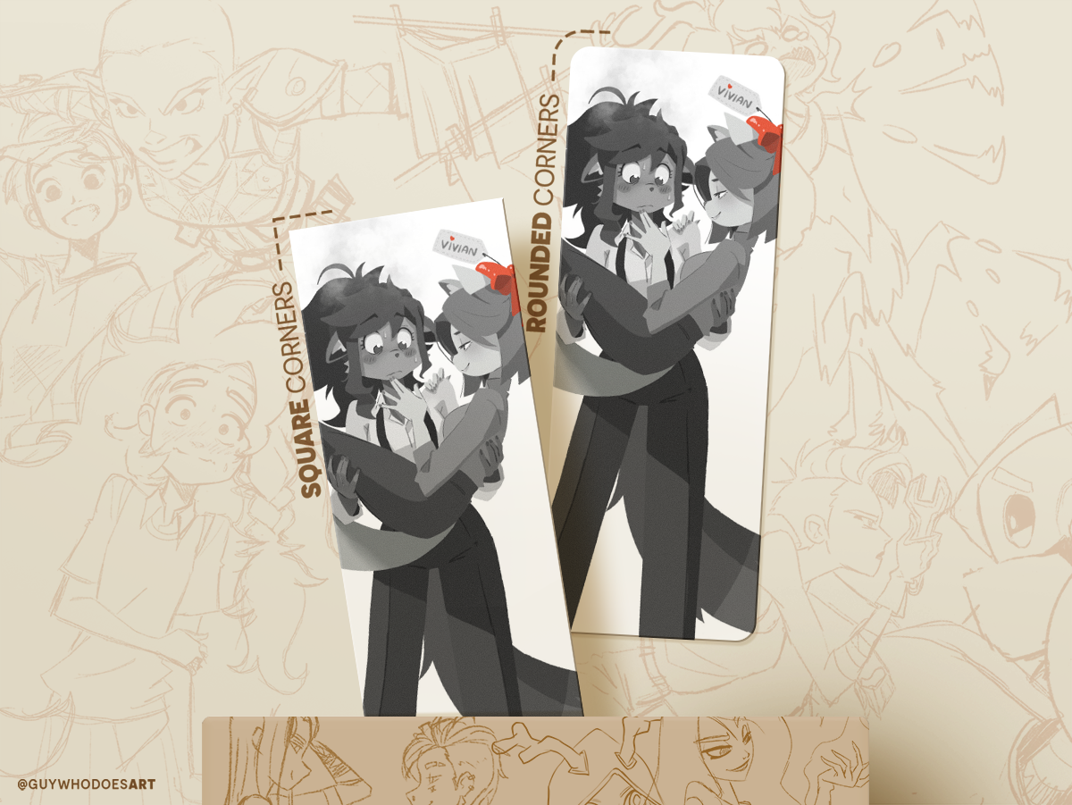 Roxy & Vivian Bookmark – Noir Anthro LGBTQ Art