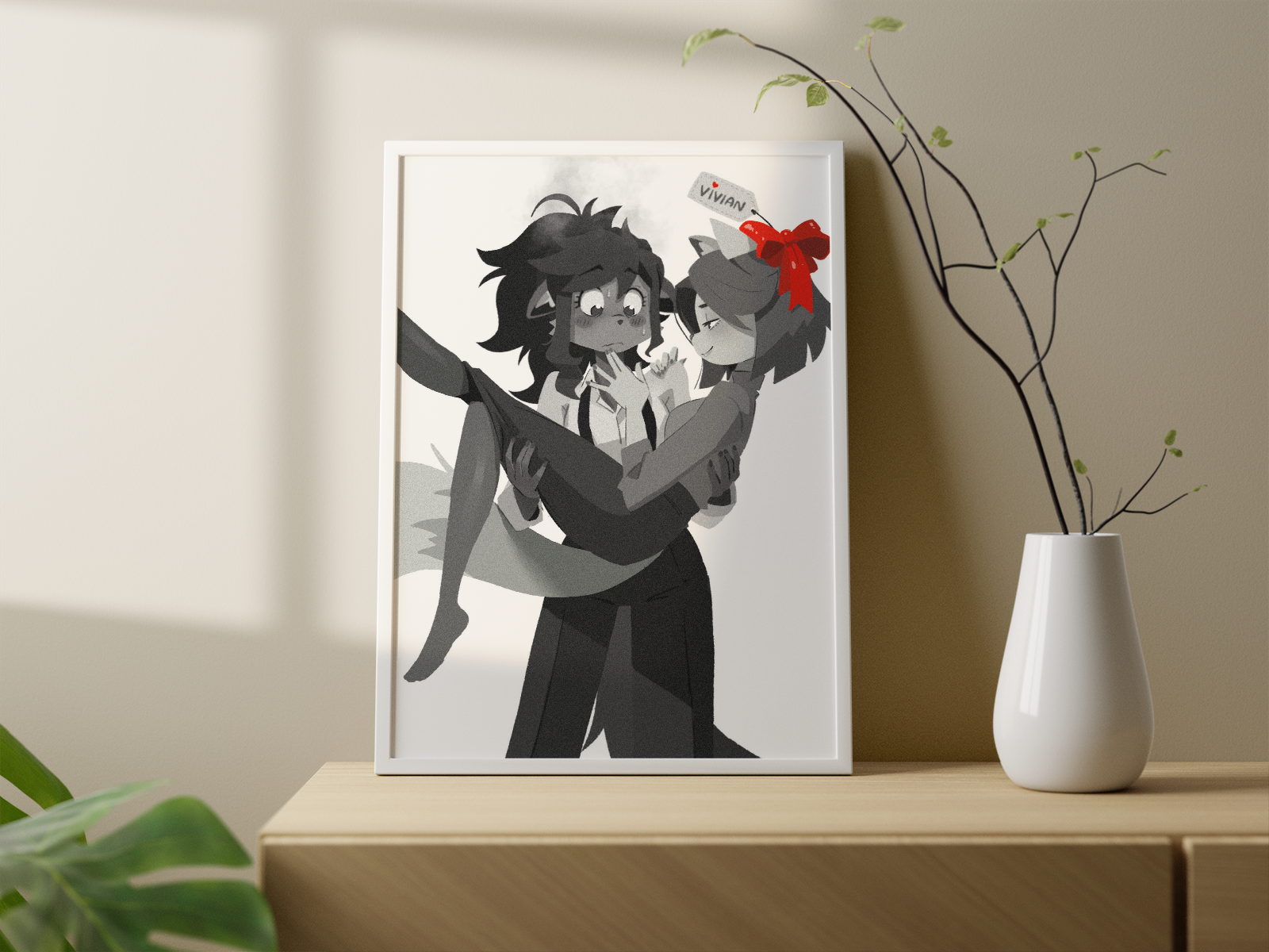 Vivian & Roxy Art Print | Film Noir Furry Poster