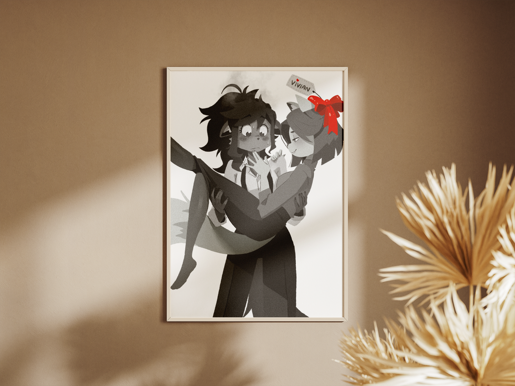 Vivian & Roxy Art Print | Film Noir Furry Poster