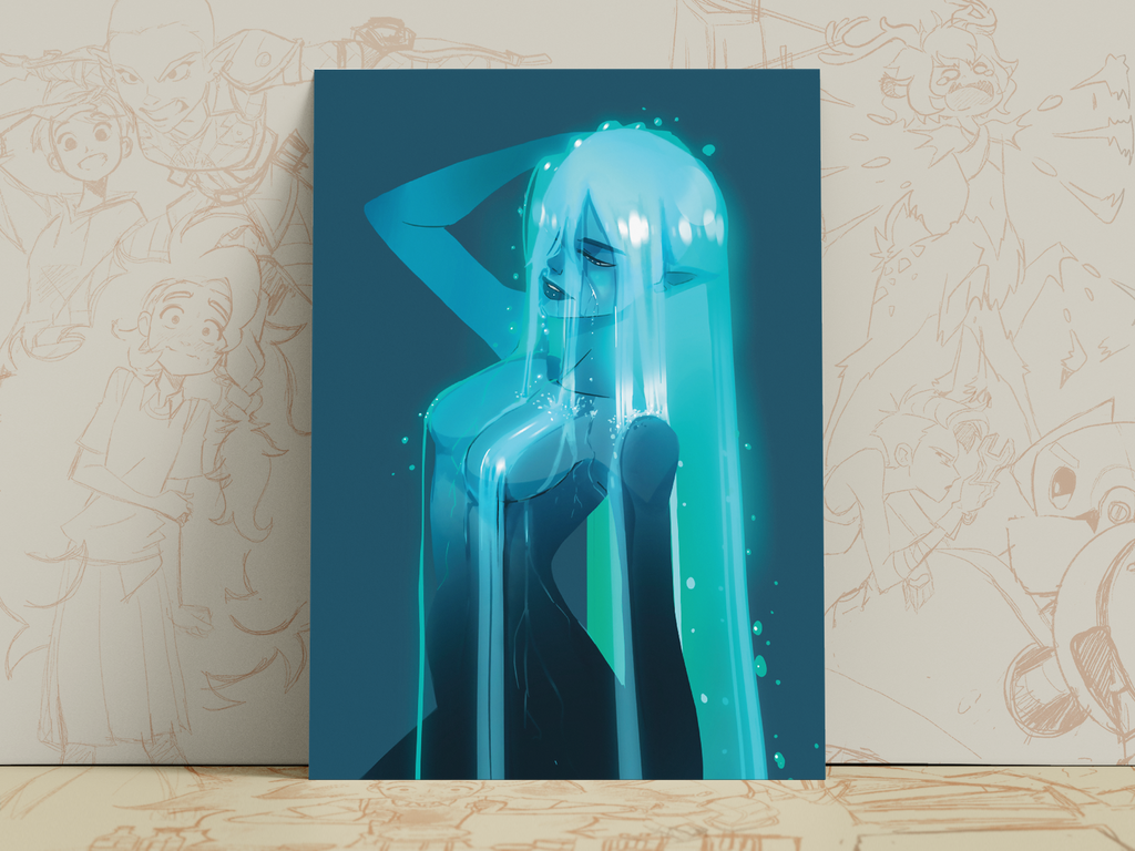 Water Spirit Art Print | Anime Fantasy Poster
