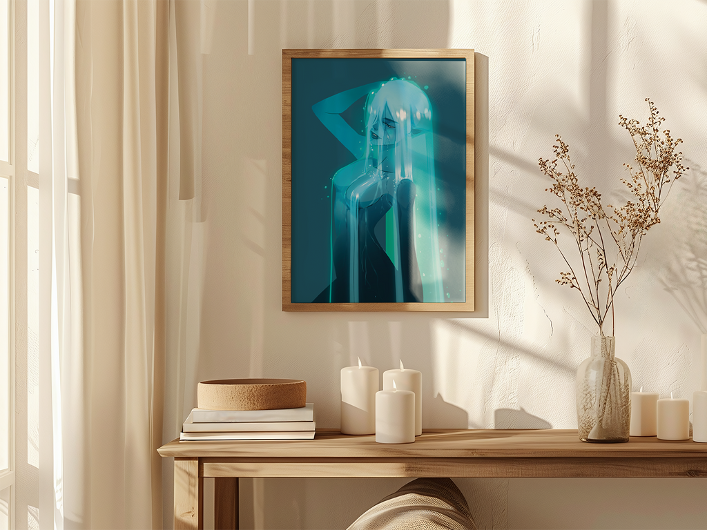 Water Spirit Art Print | Anime Fantasy Poster