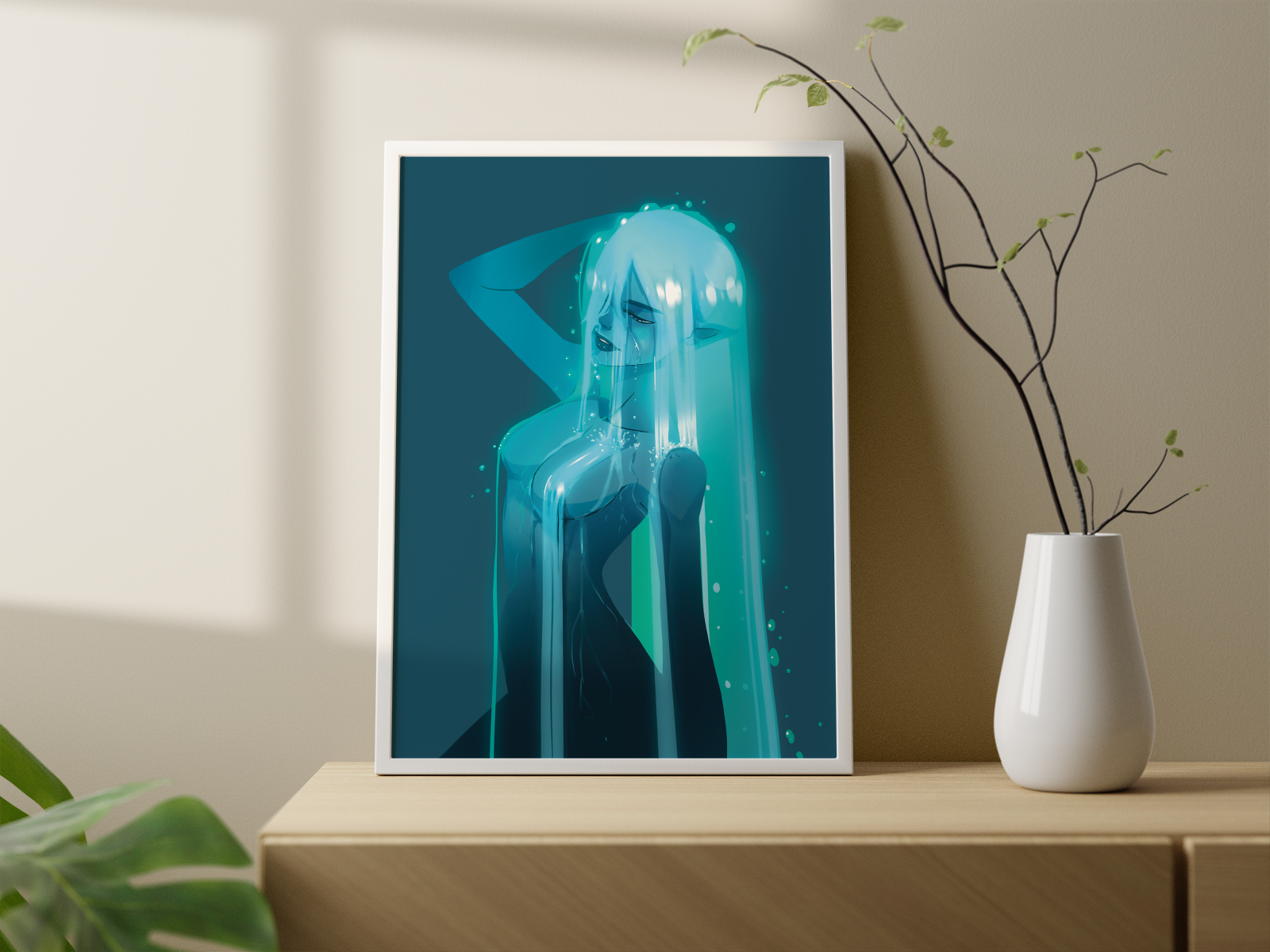 Water Spirit Art Print | Anime Fantasy Poster