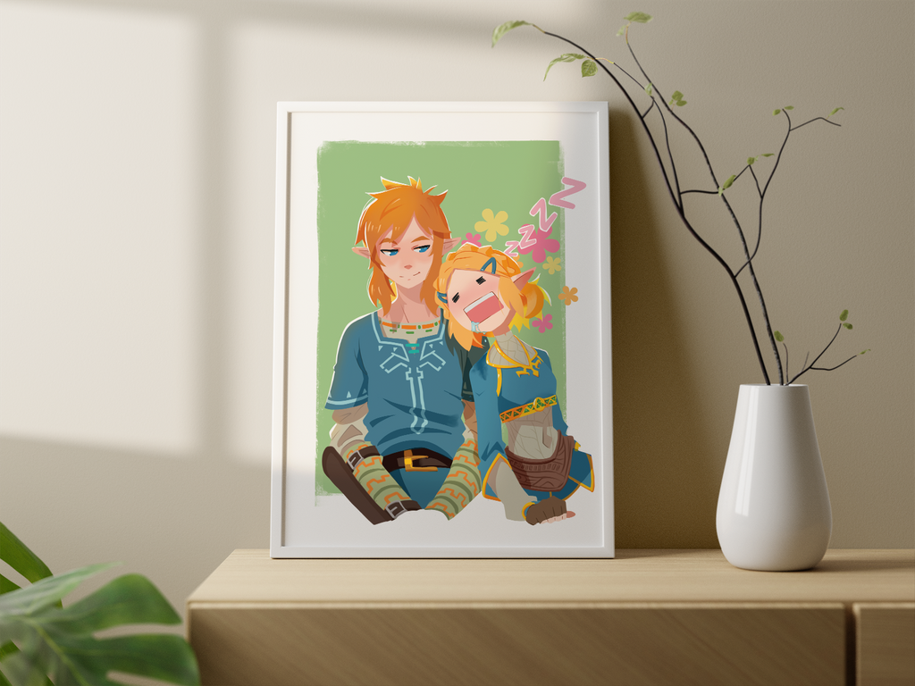 Link & Zelda Art Print | BOTW / TOTK Fan Art