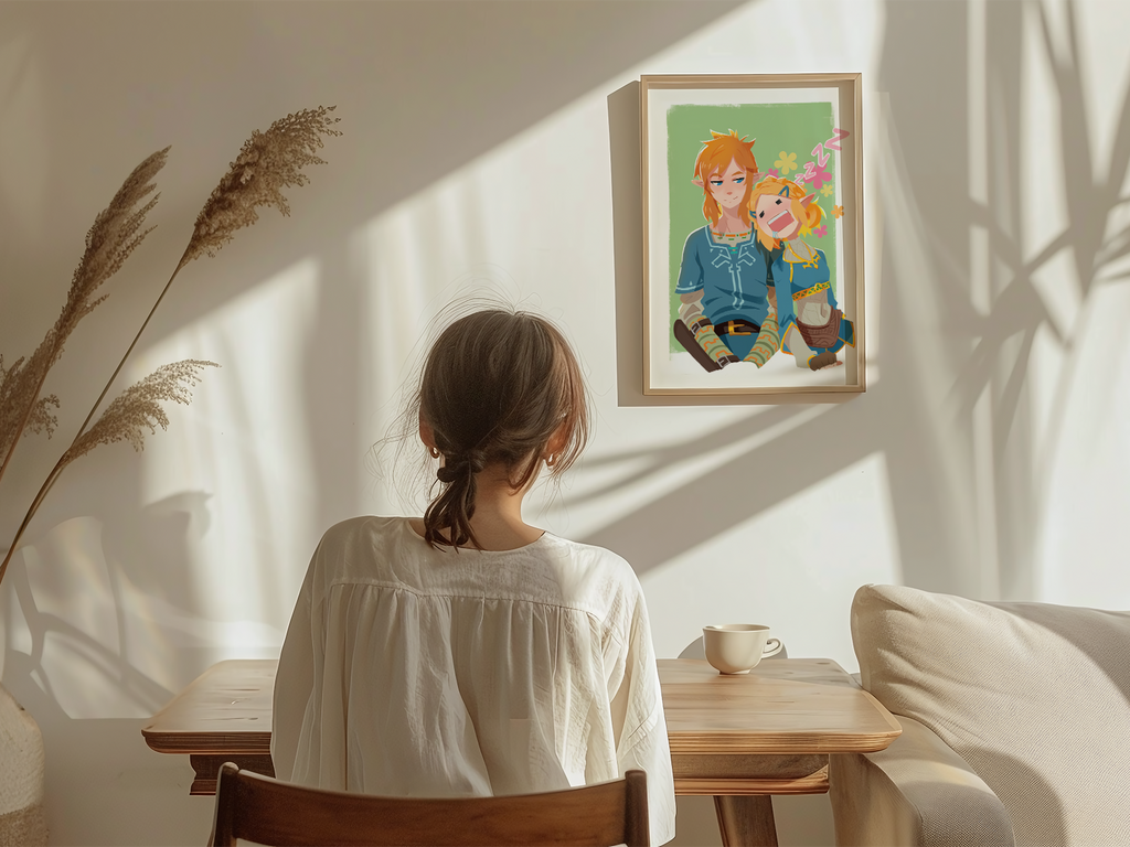 Link & Zelda Art Print | BOTW / TOTK Fan Art