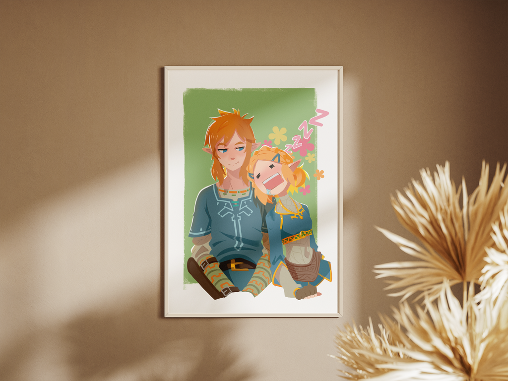 Link & Zelda Art Print | BOTW / TOTK Fan Art